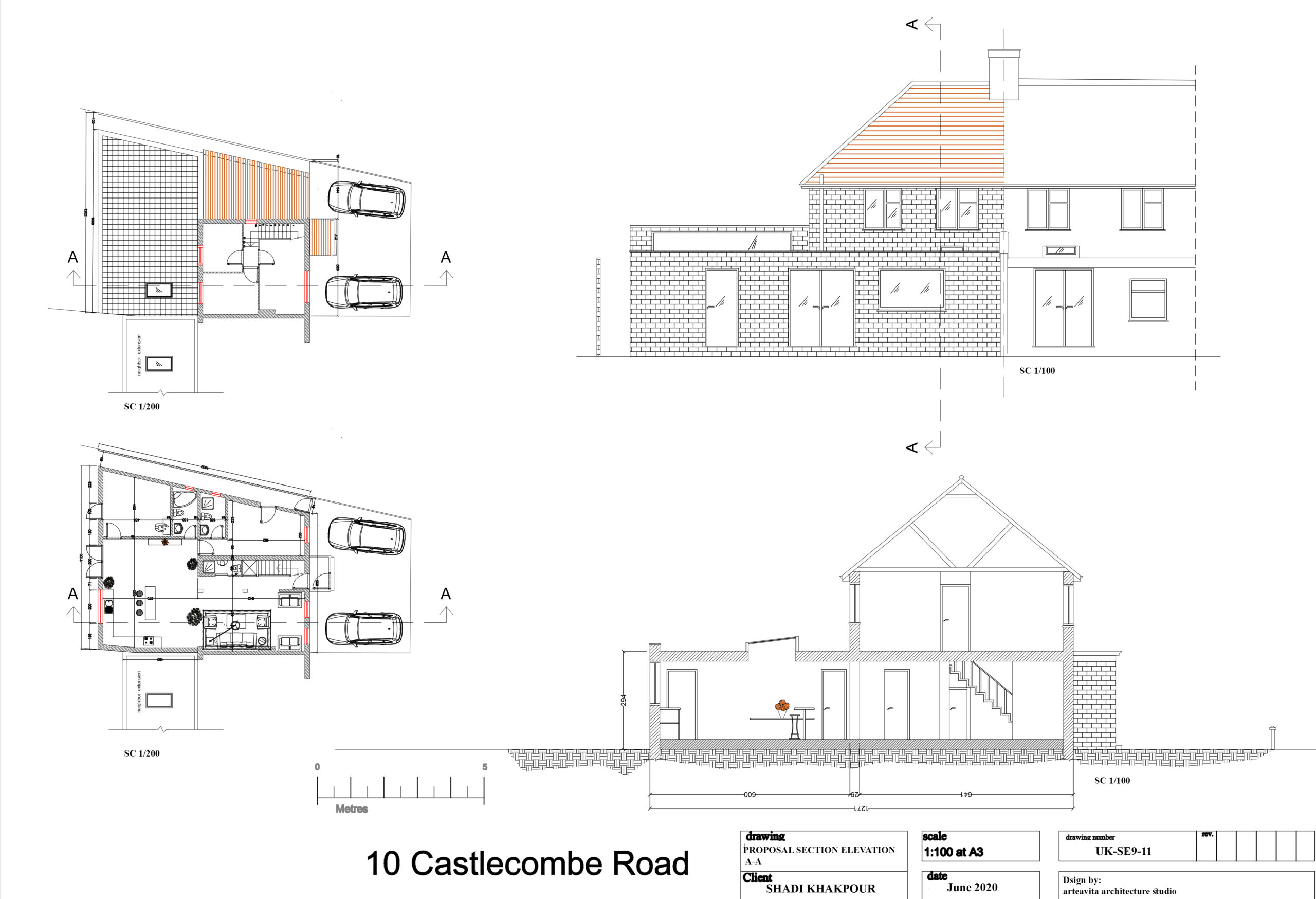 arteavita architecture london villa section a-a